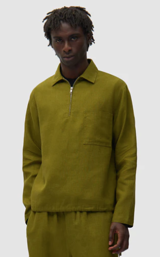 Short Linen Zip Sweater