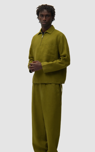 Short Linen Zip Sweater