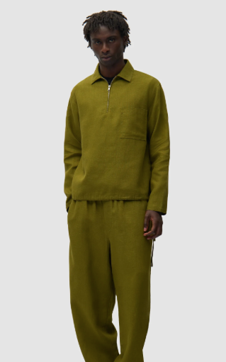 Short Linen Zip Sweater