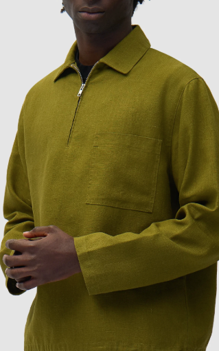Short Linen Zip Sweater