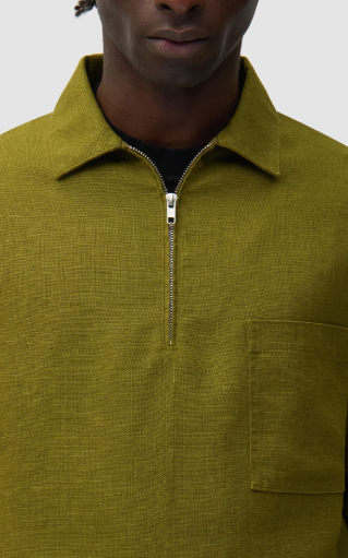Short Linen Zip Sweater