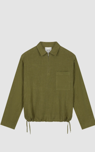 Short Linen Zip Sweater