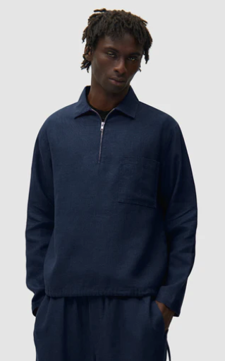 Short Linen Zip Sweater