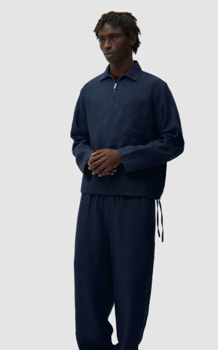 Short Linen Zip Sweater