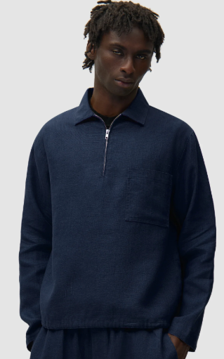 Short Linen Zip Sweater