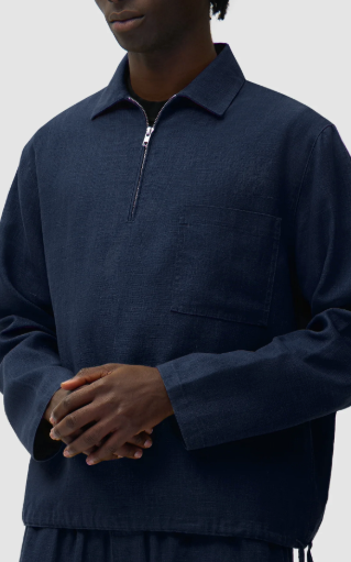 Short Linen Zip Sweater