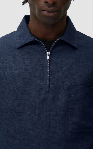 Short Linen Zip Sweater