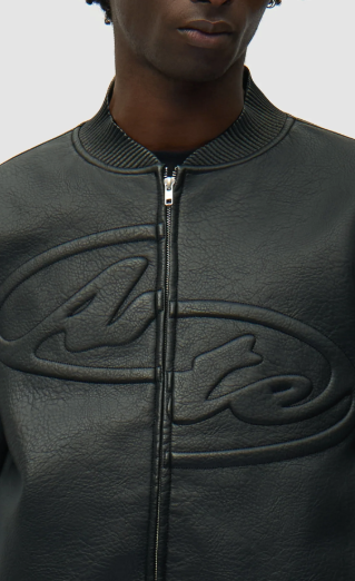 Leren jas met half logo
