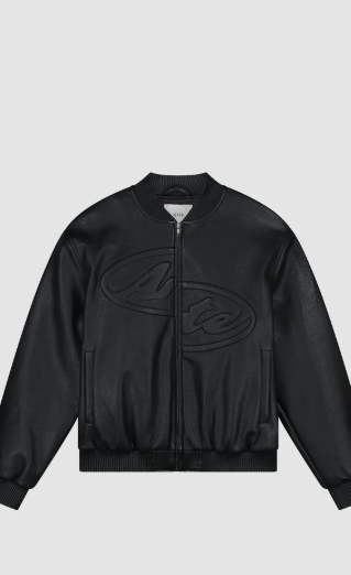 Leren jas met half logo