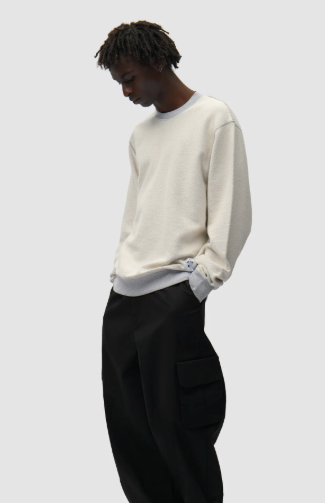 Reversible Label Crewneck Sweater